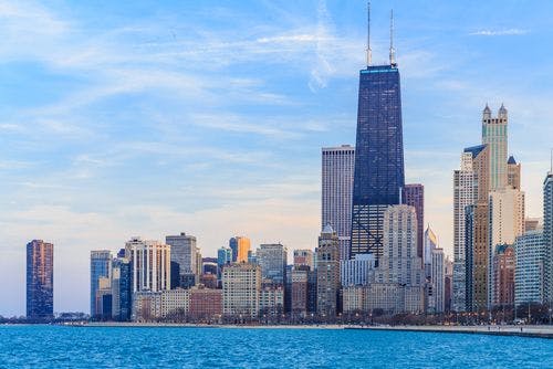Chicago skyline from Lake Michigan