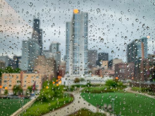 Chicago skyline on a Rainy Day