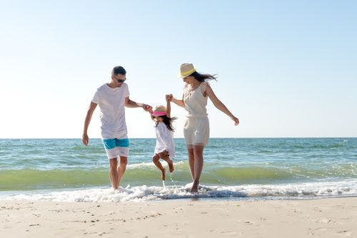 a family at a beach