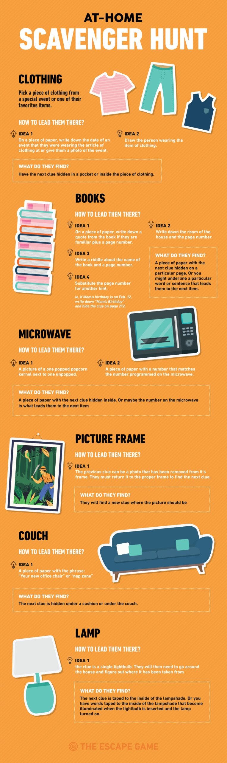 create your own at-home escape room infograph